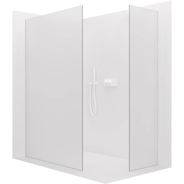 CERANO Sprchová zástěna Walk-in Crystal T L/P - 8 mm - bezvzpěrový systém - bílá matná, mléčné sklo - 110x70x200 cm