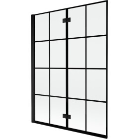 MEXEN - MIST vanová zástěna 130x150 cm 6mm 2-s, černá, dekor, levá 8A9-130-002-70-77-L