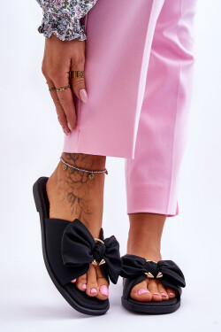 Dámské kožené pantofle s mašlí černé Becky 36