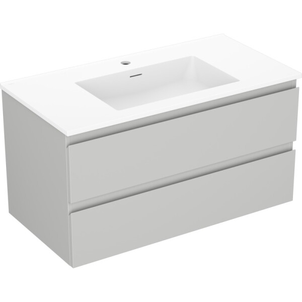 MEXEN/S - Orio koupelnová skříňka 90 cm s umyvadlem Otis, 2 zásuvky, šedá mat/bílá mat 91A10-09047-2-BFF62-W18M01