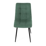 Židle jídelní, zelená látka, černé kovové nohy