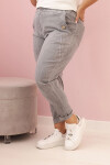 Dámské kalhoty s efektem usedlosti Plus Size s viskózou a gumou šedé UNI