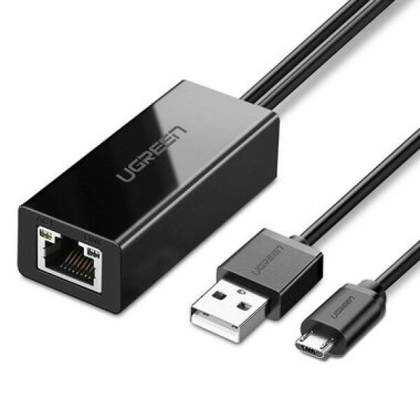 UGREEN Ethernetový adaptér pro TV Stick / 1m kabel / RJ45 / USB-A, micro USB / pro Chromecast a Micro TV Sticks (6957303839858)