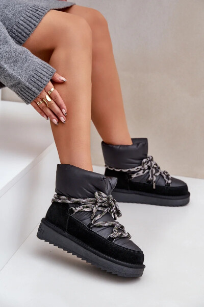 Semišové dámské sněhule s hrubým šněrováním D.Franklin DFSH375003 Černé 36