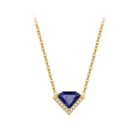 Ocelový náhrdelník Josiane - lapis lazuli, Modrá 39 cm + 7 cm (prodloužení)