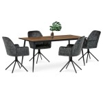 Židle jídelní a konferenční, černá látka v dekoru žíhaného sametu, kovové černé nohy