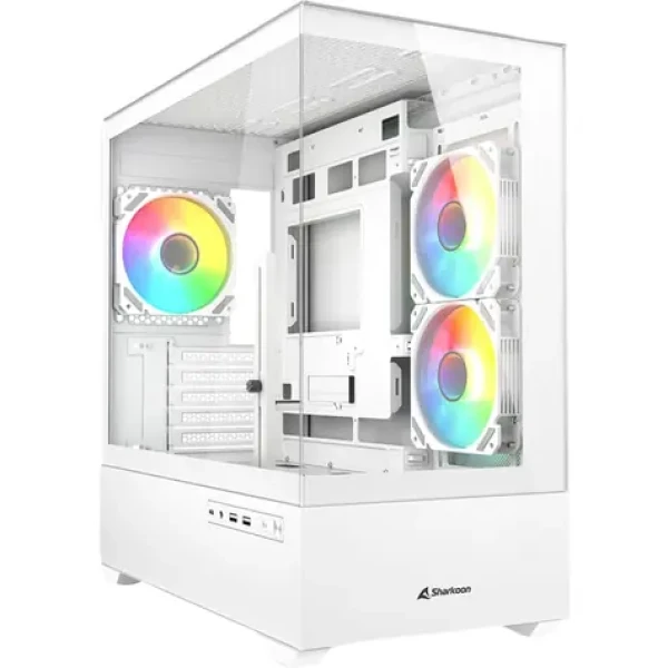 Sharkoon MK6 RGB bílá / ATX / 2x USB 3.2 / 1x USB-C / 3x 120mm / bez zdroje / průhledná bočnice (4044951041800)