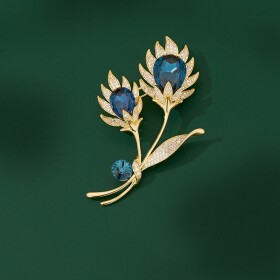 Luxusní brož Swarovski Elements Paula - květina, Modrá