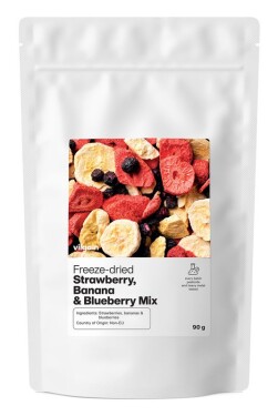 Vilgain Mix lyofilizovaných jahod, banánů a borůvek – 90 g