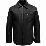 Pánská Kožená Bunda Jasper Brixton Černá Velikost: