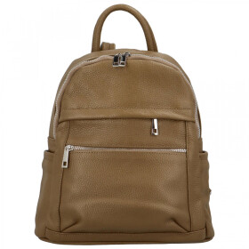 Trendy městský kožený batůžek Luise, khaki