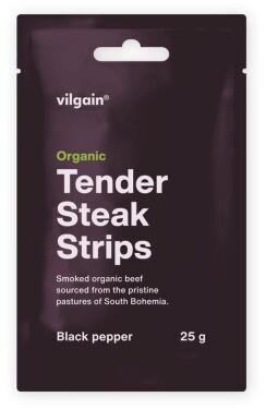 Vilgain Sušené steakové proužky BIO – černý pepř 25 g