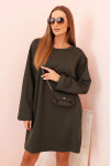 Dámská viskózová sukýnka Plus Size s kabelkou na řetízku khaki UNI