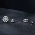 Luxusní stříbrné náušnice Evadne 0,5 ct MOISSANITE + CERTIFIKÁT, Stříbrná certifikát GRA, hadřík na čištění stříbra, dárková krabička