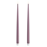 DeluxeHomeart Vysoké LED svíčky Shiny Light Purple – set 2 ks, fialová barva, pryskyřice