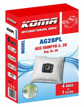 KOMA AG28PL Sáčky do vysavače AEG Vampyr č.28 plastovým čelem / 4ks (AG28PL)