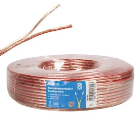 LogiLink reproduktorový kabel průhledný / Kabel / 2x 2,5 mm2 / 25 m / bez konektorů (CA1084)