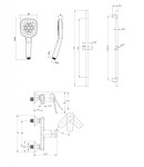 Kielle - Nefia Sprchový set s baterií, tyčí, hadicí a sprchovou hlavicí, chrom 20627SN80