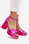 Lakovane Dámské Sandály Na Podpatku Fuchsie Marila 38