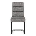 Židle jídelní, taštičkové pružiny v sedáku, madlo na opěráku, světle šedá látka, černý kov