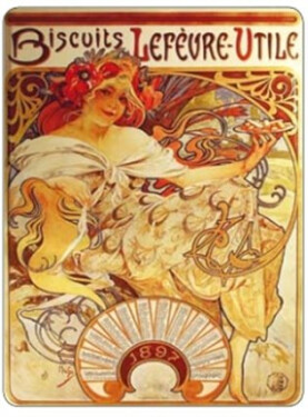 Cedule Alfons Mucha – Biscuits, 30 x 40