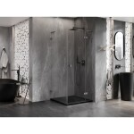 MEXEN/S - Lunar L sprchový kout dveře křídlové pravá 80 x 80, transparent, grafit kartáčovaná 834L-080-080-66-00-P