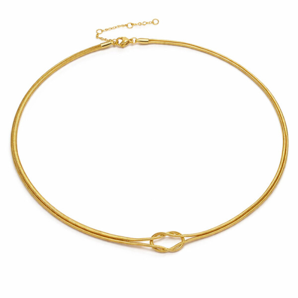 Náhrdelník z chirurgické oceli s propleteným uzlem Inés Gold, Zlatá 38 cm + 5 cm (prodloužení)