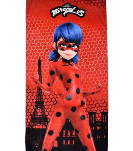 Carbotex Miraculous Ladybug Paris BRM200159 plážová osuška červená 70x140