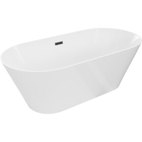 MEXEN/S - Luna Slim volně stojící vana 170 x 75, bílá, sifon a přepad černá 52041707500-70