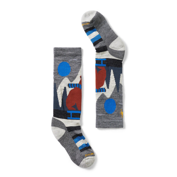 Dětské merino lyžařské ponožky SMARTWOOL Kids' Ski Light Cushion Sleigh Bear OTC, Medium Gray velikost: 26-28 (S)