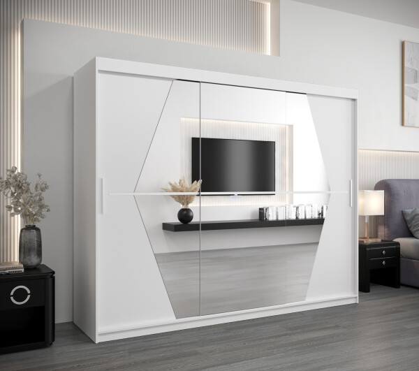 Šatní skříň Abi Bo Barva korpusu: Bílá, Rozměry: 250 cm, Dveře: Bílá