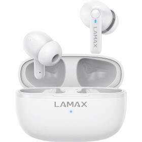 Lamax Clips1 Play Headset do uší (In Ear) Bluetooth® stereo bílá Indikátor nabití, Nabíjecí pouzdro, regulace hlasitosti, odolné vůči potu, dotykové ovládání,