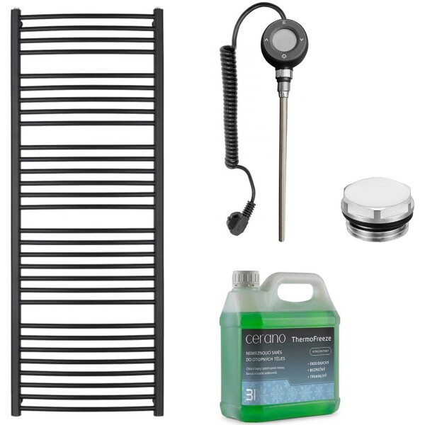 CERANO Koupelnový elektrický radiátorový set Stefano - WIFI - 600W - černá matná - 1210x650 mm
