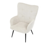 Křeslo "ušák", potah krémová látka, nohy černý kov