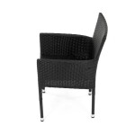 Židle zahradní, černý umělý ratan, kov, stohovatelná.
