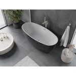 MEXEN/S - Olea volně stojící vana vzor 170 x 80, bílá/černá, sifon a přepad nikl kartáčovaný 52821708075-97