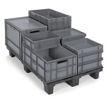 Stohovatelná europřepravka 600 x 400 x 320 mm, šedá, objem 60l, nosnost 25kg | RAJA