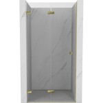 MEXEN/S - Lunar-F skládací sprchové dveře levé 90 cm, transparent, zlatá 836-090-000-50-00-L