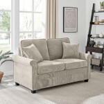 Rozkládací pohovka s matrací, 2místná, potah manšestrová béžová látka