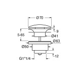 GSI umyvadlová výpust 5/4“, neuzavíratelná, keramická zátka, 5-65, tortora mat PVC05