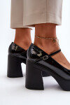 Dámské lakované polobotky na platformě a sloupku Big Star NN274004 černé 37