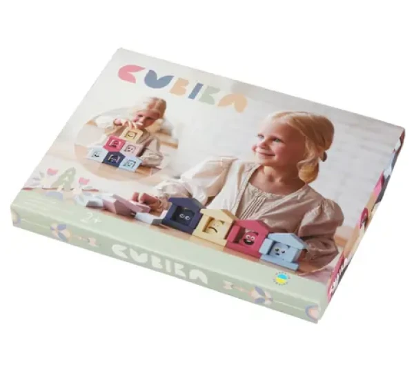 CUBIKA Pastel 15962 Barevné domečky - dřevěná stavebnice