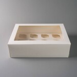 Dortisimo Bílá krabice s okénkem na 12 ks muffinů (35,5 x 25,4 x 10 cm)