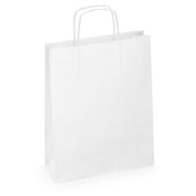 200 x Bílé papírové tašky s papírovým motouzem 450x480x160mm | RAJA