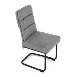 Židle jídelní, taštičkové pružiny v sedáku, madlo na opěráku, světle šedá látka, černý kov