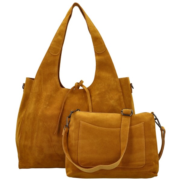 Trendy dámský koženkový set kabelek Eudosia, žlutý