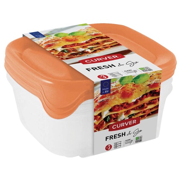 Sada 3 boxů na potraviny čtverec 0.8l Fresh&go