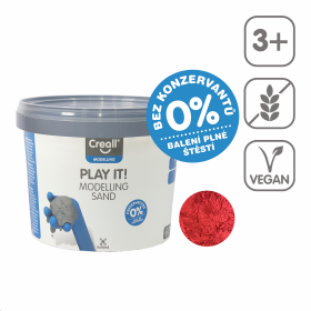 Creall modelovací písek Play it!, 750 g, kelímek, červený