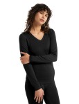 Dámské merino triko dlouhý rukáv ICEBREAKER Wmns 200 Oasis LS V, Black/Snow/Stripe velikost: L