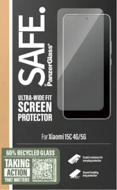 PanzerGlass SAFE UWF pro Xiaomi Redmi 15C 4G/5G černá / Tvrzené sklo / Plně nalepovací / 0,66 mm / 25 g (SA47341)